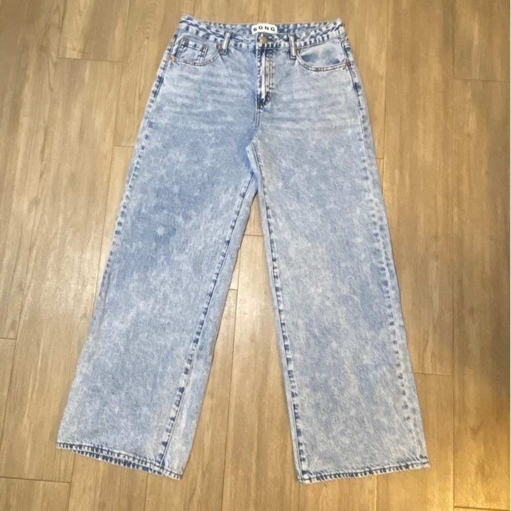 S.O.N.G. Women's Wide Leg Acid Wash Light Blue Denim Jeans Size 5/27 Retro 90's